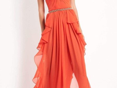 Jovani - 04874 Strapless Ruffle Hem High-Low Chiffon Dress For Cheap