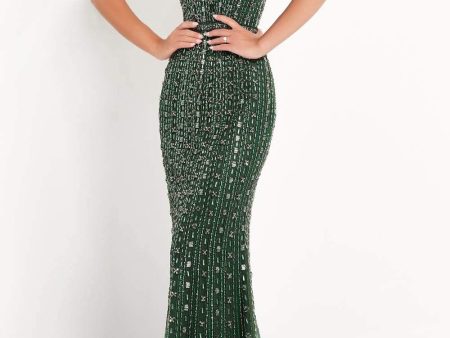 Jovani - 03124 Beaded Cold Shoulder Sheath Gown Online Sale