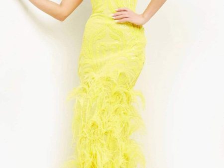 Jovani - 05667 Embellished Sweetheart Feathered Dress With Train Online Sale