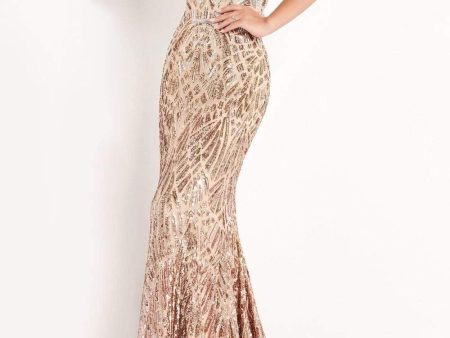 Jovani - 06469 Sequined Two Tone Trumpet Dress on Sale