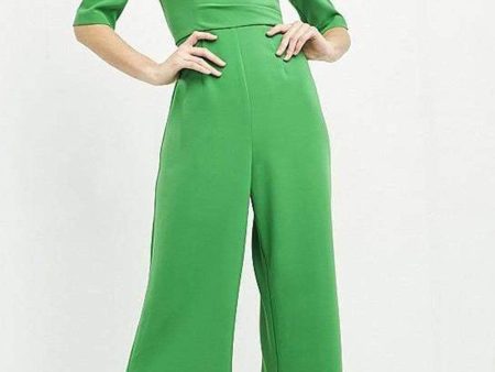 Jovani - 04284 Bow Shoulder Asymmetric Jumpsuit Sale