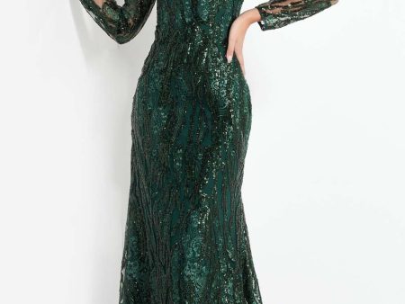 Jovani - 03936 Sequined Long Sleeve Sheath Dress For Cheap