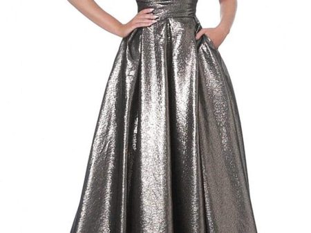 Jovani - 04170 Metallic One Shoulder A-Line Gown Cheap